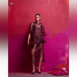 ASOS Burgundy Sheer Dress